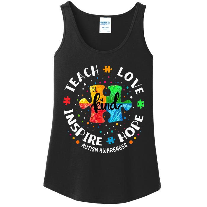 Autism Awareness Teacher Teach Hope Love Inspire Ladies Essential Tank