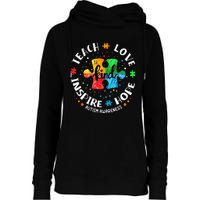 Autism Awareness Teacher Teach Hope Love Inspire Womens Funnel Neck Pullover Hood