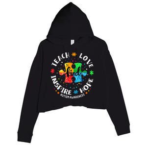 Autism Awareness Teacher Teach Hope Love Inspire Crop Fleece Hoodie