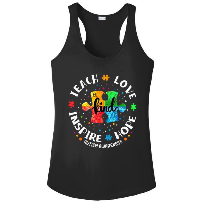 Autism Awareness Teacher Teach Hope Love Inspire Ladies PosiCharge Competitor Racerback Tank