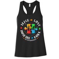 Autism Awareness Teacher Teach Hope Love Inspire Women's Racerback Tank