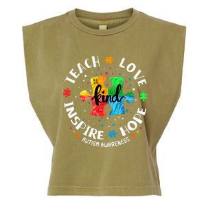 Autism Awareness Teacher Teach Hope Love Inspire Garment-Dyed Women's Muscle Tee