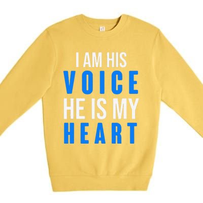 Autism Awareness Tees I Am His Voice He Is My Heart Premium Crewneck Sweatshirt