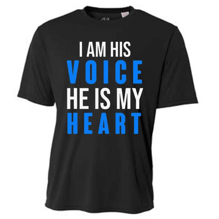 Autism Awareness Tees I Am His Voice He Is My Heart Cooling Performance Crew T-Shirt