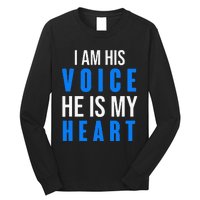 Autism Awareness Tees I Am His Voice He Is My Heart Long Sleeve Shirt