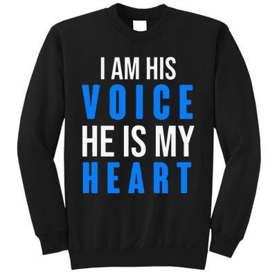 Autism Awareness Tees I Am His Voice He Is My Heart Sweatshirt