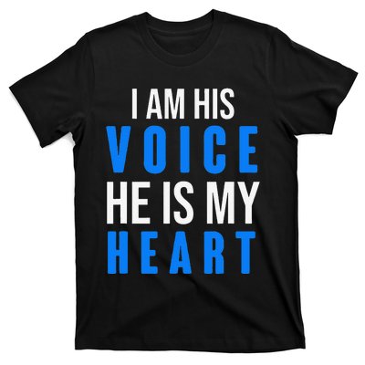 Autism Awareness Tees I Am His Voice He Is My Heart T-Shirt