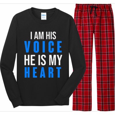 Autism Awareness Tees I Am His Voice He Is My Heart Long Sleeve Pajama Set