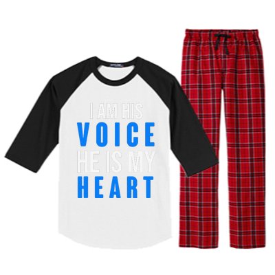 Autism Awareness Tees I Am His Voice He Is My Heart Raglan Sleeve Pajama Set