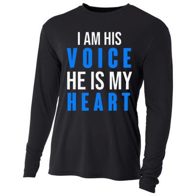 Autism Awareness Tees I Am His Voice He Is My Heart Cooling Performance Long Sleeve Crew