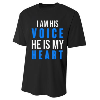 Autism Awareness Tees I Am His Voice He Is My Heart Performance Sprint T-Shirt