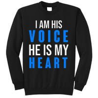 Autism Awareness Tees I Am His Voice He Is My Heart Tall Sweatshirt