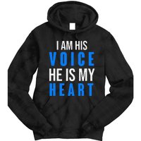 Autism Awareness Tees I Am His Voice He Is My Heart Tie Dye Hoodie