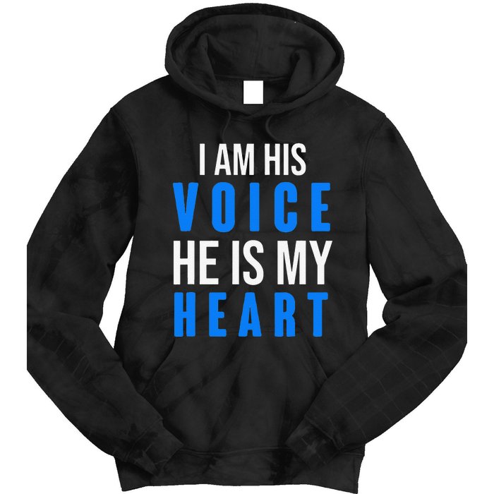 Autism Awareness Tees I Am His Voice He Is My Heart Tie Dye Hoodie