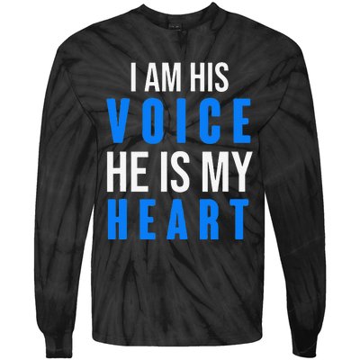 Autism Awareness Tees I Am His Voice He Is My Heart Tie-Dye Long Sleeve Shirt