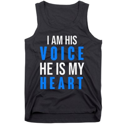 Autism Awareness Tees I Am His Voice He Is My Heart Tank Top