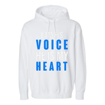 Autism Awareness Tees I Am His Voice He Is My Heart Garment-Dyed Fleece Hoodie