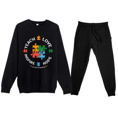 Autism Awareness Teacher Teach Hope Love Inspire Premium Crewneck Sweatsuit Set