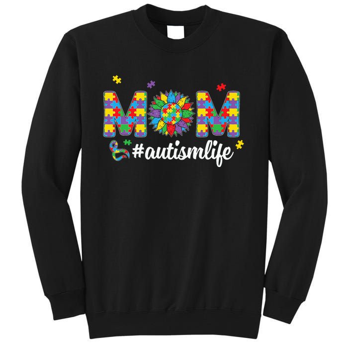 Autism Awareness Tee Mom Life For Autism Mom Tall Sweatshirt