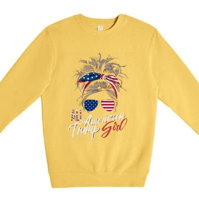 All American Trump Girl Messy Bun Trump Women Supporter 2024 Premium Crewneck Sweatshirt