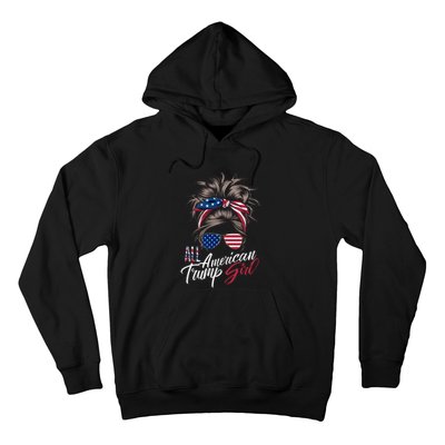 All American Trump Girl Messy Bun Trump Women Supporter 2024 Hoodie