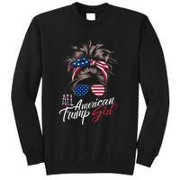 All American Trump Girl Messy Bun Trump Women Supporter 2024 Sweatshirt