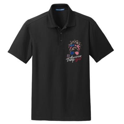 All American Trump Girl Messy Bun Trump Women Supporter 2024 Dry Zone Grid Polo