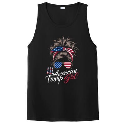 All American Trump Girl Messy Bun Trump Women Supporter 2024 PosiCharge Competitor Tank