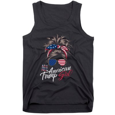 All American Trump Girl Messy Bun Trump Women Supporter 2024 Tank Top