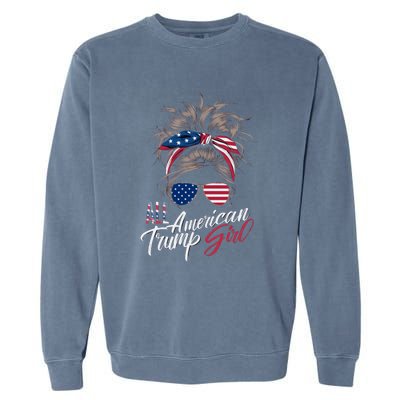 All American Trump Girl Messy Bun Trump Women Supporter 2024 Garment-Dyed Sweatshirt