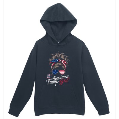 All American Trump Girl Messy Bun Trump Women Supporter 2024 Urban Pullover Hoodie