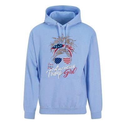 All American Trump Girl Messy Bun Trump Women Supporter 2024 Unisex Surf Hoodie