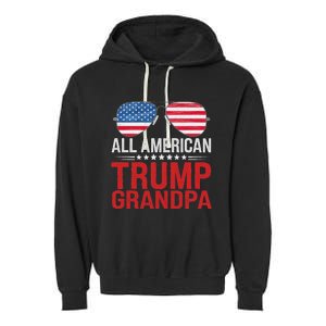 All American Trump Grandpa Flag Sunglasses Garment-Dyed Fleece Hoodie