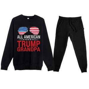 All American Trump Grandpa Flag Sunglasses Premium Crewneck Sweatsuit Set