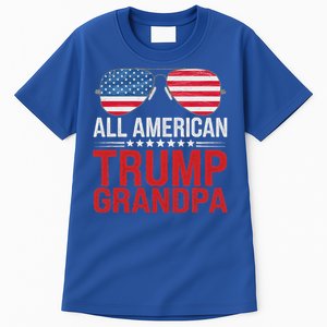 All American Trump Grandpa Flag Sunglasses Tall T-Shirt