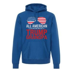 All American Trump Grandpa Flag Sunglasses Premium Hoodie