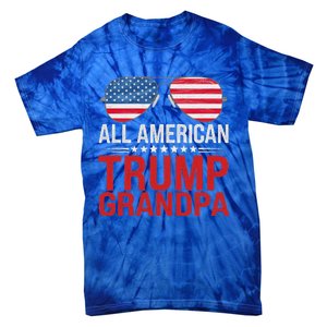 All American Trump Grandpa Flag Sunglasses Tie-Dye T-Shirt