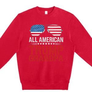 All American Trump Grandpa Flag Sunglasses Premium Crewneck Sweatshirt