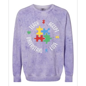 Autism Awareness Teacher Teach Accept Understand Love Colorblast Crewneck Sweatshirt