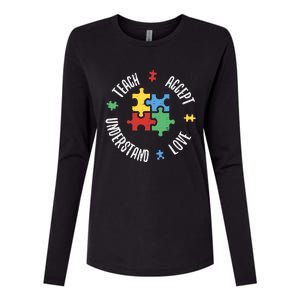 Autism Awareness Teacher Teach Accept Understand Love Womens Cotton Relaxed Long Sleeve T-Shirt