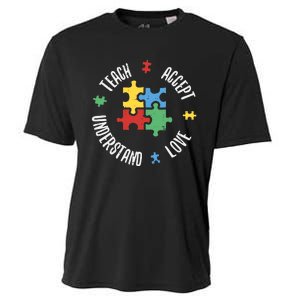 Autism Awareness Teacher Teach Accept Understand Love Cooling Performance Crew T-Shirt