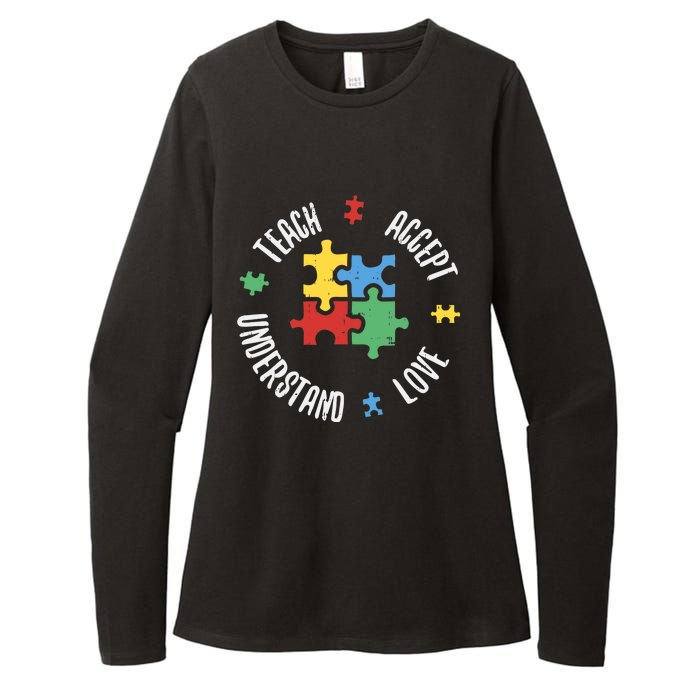 Autism Awareness Teacher Teach Accept Understand Love Womens CVC Long Sleeve Shirt