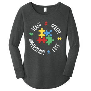 Autism Awareness Teacher Teach Accept Understand Love Women's Perfect Tri Tunic Long Sleeve Shirt