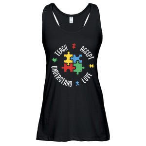 Autism Awareness Teacher Teach Accept Understand Love Ladies Essential Flowy Tank