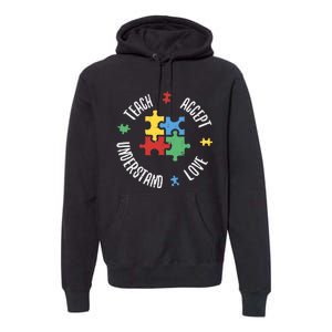 Autism Awareness Teacher Teach Accept Understand Love Premium Hoodie