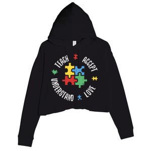 Autism Awareness Teacher Teach Accept Understand Love Crop Fleece Hoodie