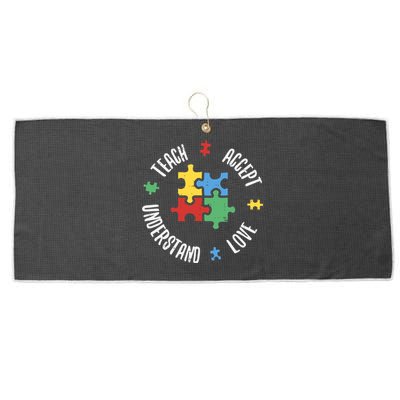 Autism Awareness Teacher Teach Accept Understand Love Large Microfiber Waffle Golf Towel