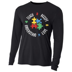 Autism Awareness Teacher Teach Accept Understand Love Cooling Performance Long Sleeve Crew