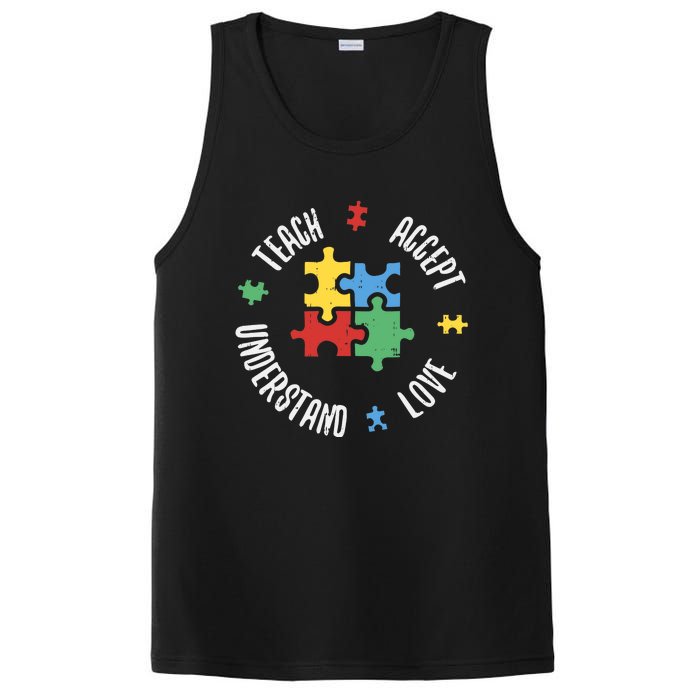 Autism Awareness Teacher Teach Accept Understand Love PosiCharge Competitor Tank