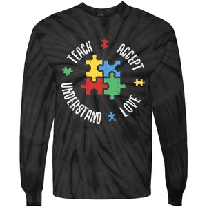 Autism Awareness Teacher Teach Accept Understand Love Tie-Dye Long Sleeve Shirt